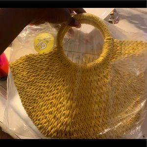 F21 Straw basket woven tote bag